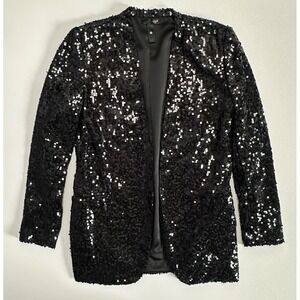 AQUA Luxe Black Sequin Open Front Blazer Jacket Sony Studios Costume Small S